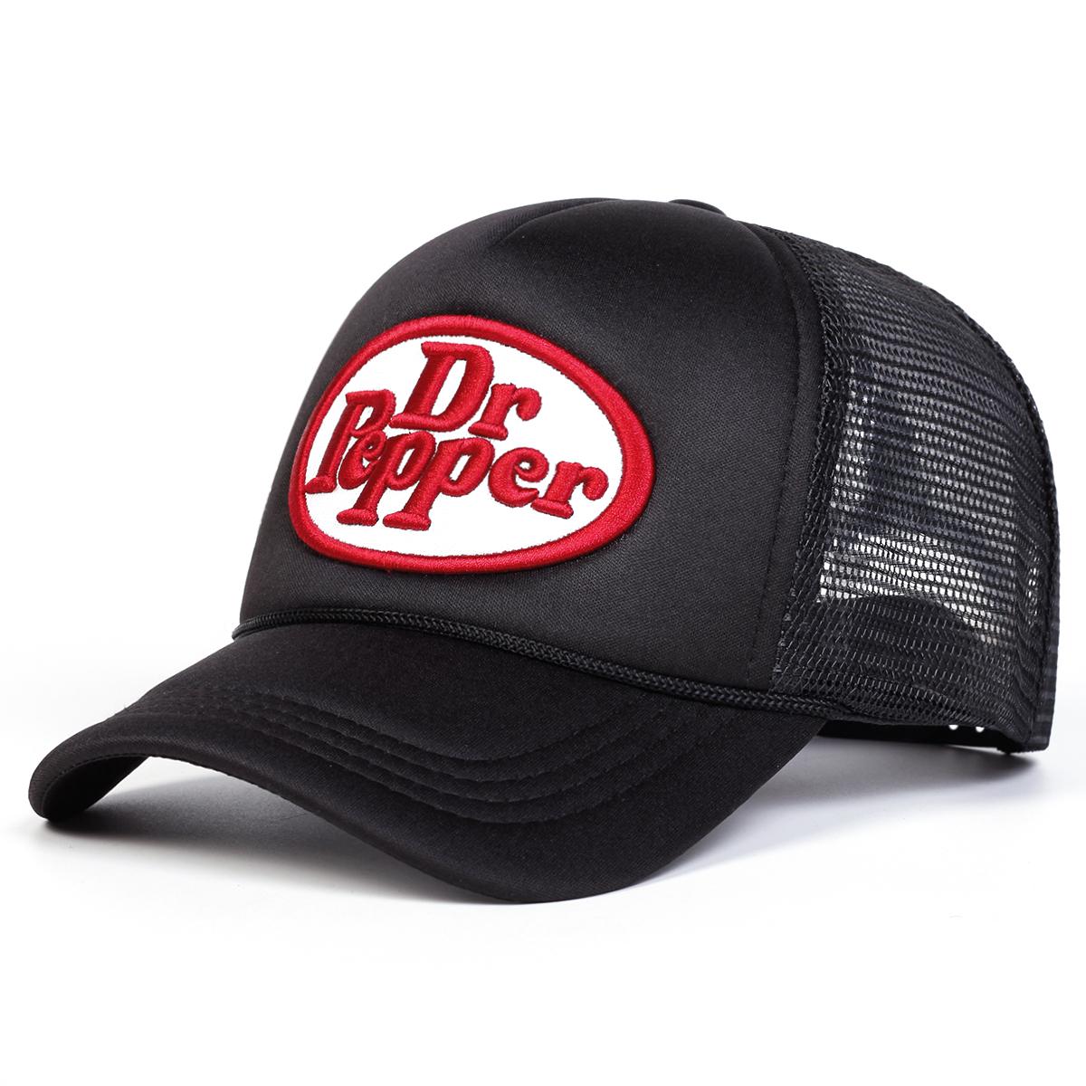 Herren Dr Prpper Buchstaben Bestickte Baseballkappe Mesh-Hut Outdoor Verstellbar Sonnenschutz Freizeit-Hut Frühling Herbst Reise Tourismus Strandurlaub schwarz