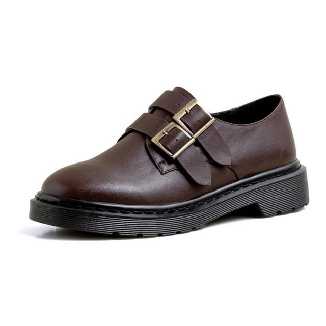 Echtleder Damen Schuhe Mode Slipper Gürtelschnalle Mode /Herbst Damen Ballerinas Eckige Zehenpartie Dicker Absatz Plateauschuhe Handgefertigt 40 braun