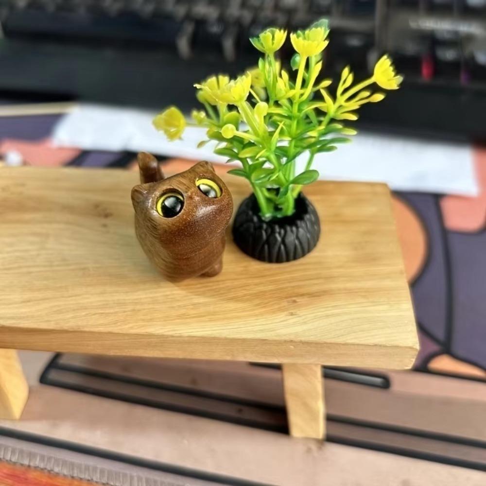 Süße, bezaubernde Kätzchenfigur aus Holz, handgefertigt, Katzendekor für Zuhause, perfekte Geschenkidee, Katzenfigur, Katzenzubehör