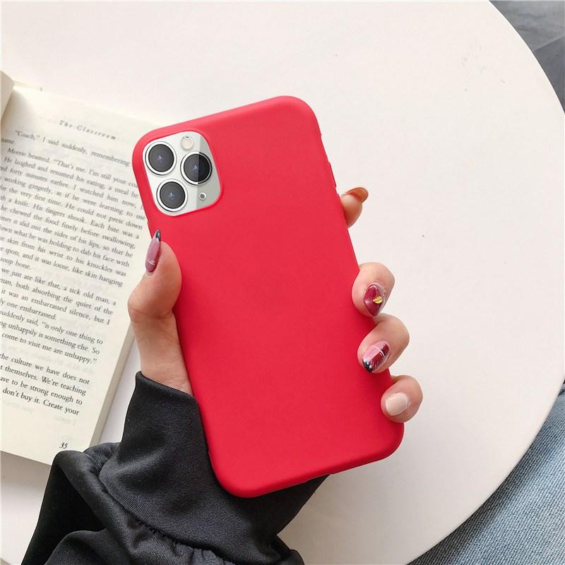 Einfarbige Silikonhülle für iPhone 12 i12 Mini IPHONE 11 i8 Plus 7 6 Softcover Candy Phone Cases für iPhone XS 11 Pro MAX XR X XS Max 12 Pro Max iPhone 8 rot