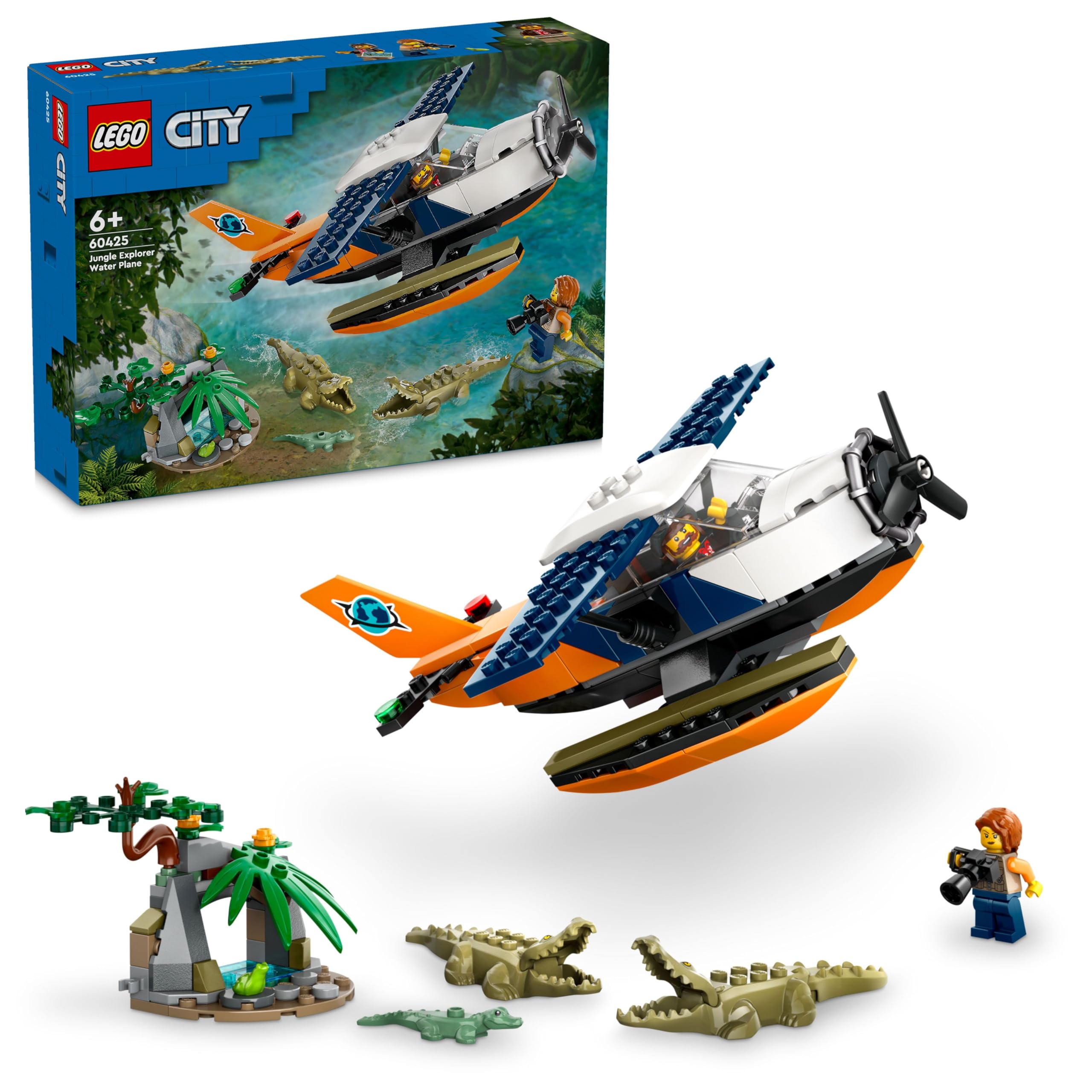 LEGO City Dschungel-Erkundungs-Wasserflugzeug, Spielzeug, Geschenk, Geburtstagsblock, pädagogisches Geschenk, Weihnachten, Jungen, Mädchen, Kinder, 6 Jahre, 7 Jahre, 8 Jahre, 9 Jahre