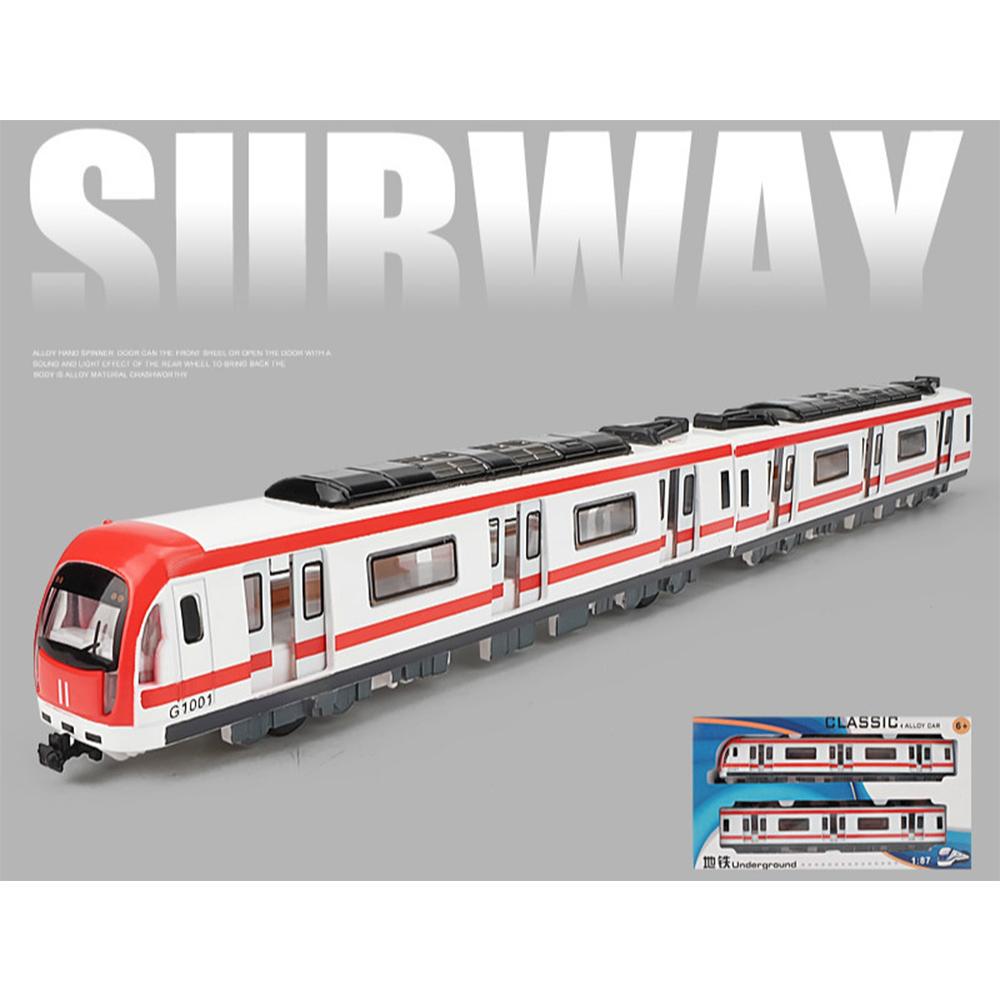 1/87 G1001 Hochgeschwindigkeits-U-Bahn-Zug Pull Back Anschluss Fahrzeugmodell Kinderfahrzeug Kinderspielzeug 1/87-Size:43*4.5*3.5cm rot