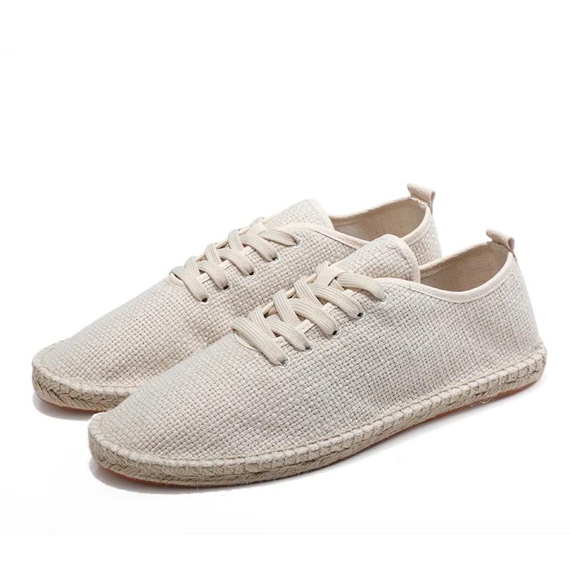 Herrenschuhe Sommer Espadrilles Herren Canvas Sneakers Neue atmungsaktive Fischerschuhe Herren Slip-on Loafer Große Größe 47 Sneakers 45 beige