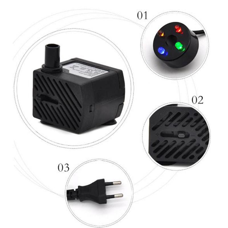 Ac 220V 3W Tauchwasserpumpe Led Aquarium Brunnen Fischteich Tank Eu Stecker one size