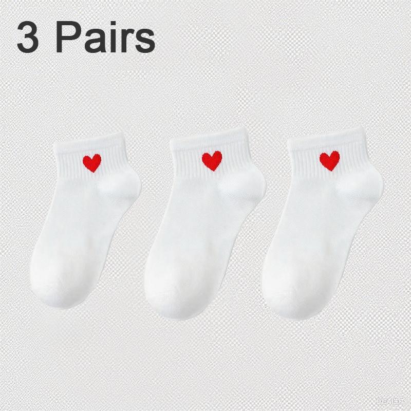 Liebliches Herz Baumwollsocken Damen Sommer Mode Schwarz Weiß Sportliche Kurze Socken Mädchen Niedlicher Stil Kurze Socken one size ghost weiß