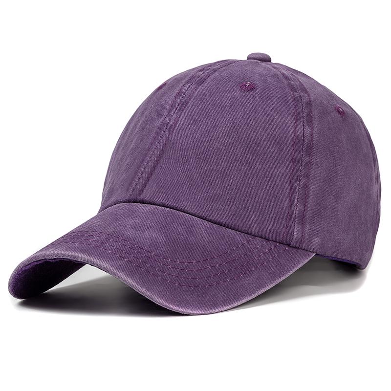 Neue Unisex-Kappe, verstellbar, gewaschene Baumwolle, einfarbig, einfarbig, Baseballkappe, Streetwear, Freizeithut, Kappe 54cm-60cm violett