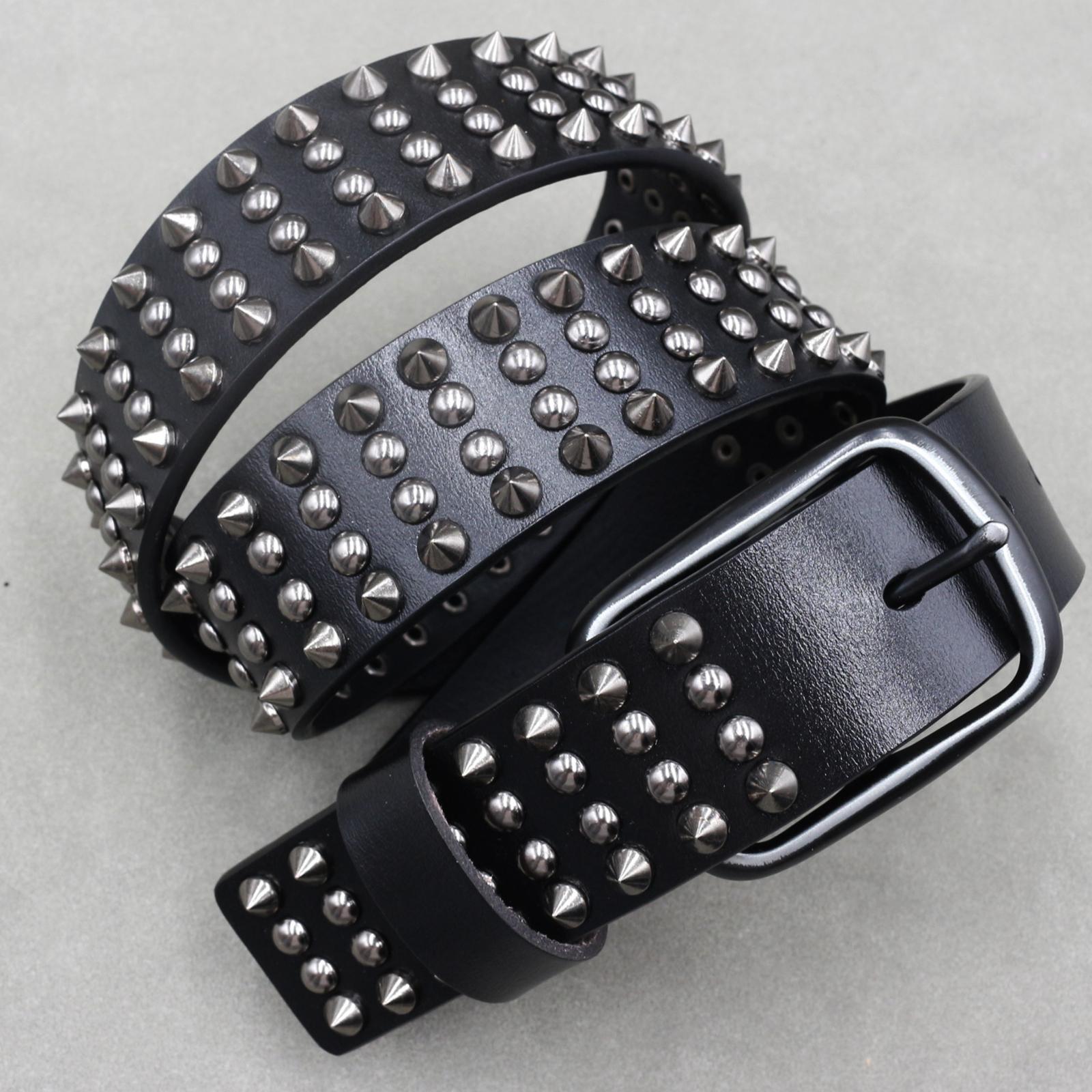 Echtleder Heavy Metal Nieten Punk Gürtel für Männer Rock Nieten Cowboy Gürtel Männer Ceinture Homme Taillengürtel Cinturon Mujer 115CM