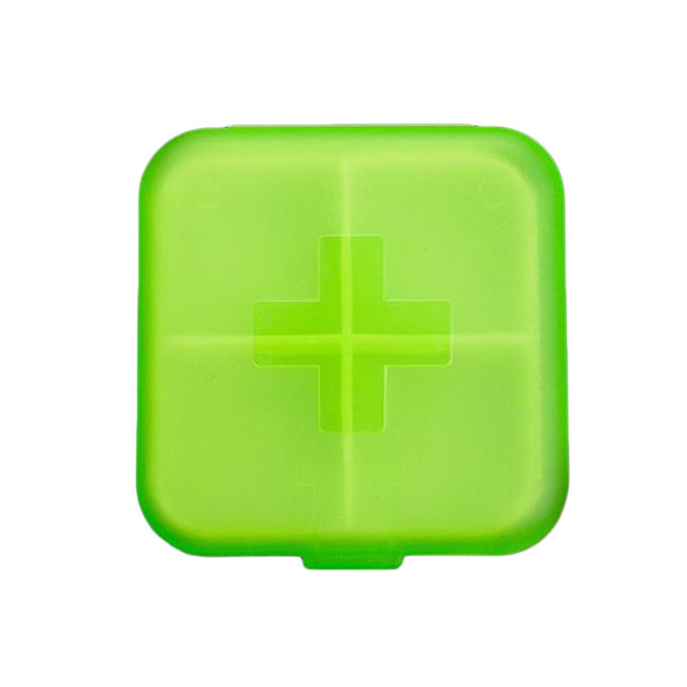 Tragbare Reise-Pillen-Aufbewahrungsbox mit 4 Fächern, Mini-Medizin-Organizer One size grün