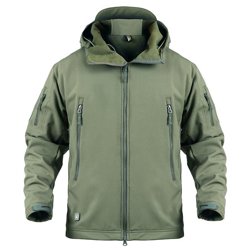 Soft Shell Wasserdichte Militär Jacke Männer Winter Warme Outdoor Wandern Mit Kapuze Camouflage Fleece Taktische Mantel XXXXL armee grüne