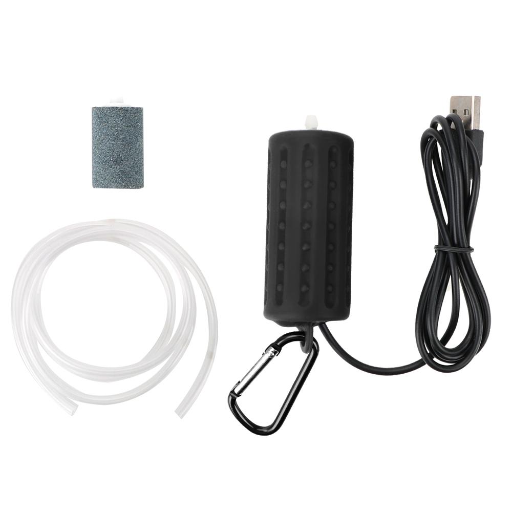 Aquarium Fischbecken Sauerstoff Luftpumpe Tragbar Fischbecken Zubehör Mini USB Aquatisches Terrarium Filter Leise Energiesparend Zubehör Black