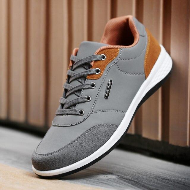 D415 Leder Herrenschuhe England Trend Freizeitschuhe Herren Sneakers Italienisch Atmungsaktiv Freizeit Herrenschuhe Chaussure Homme 7.5 graue