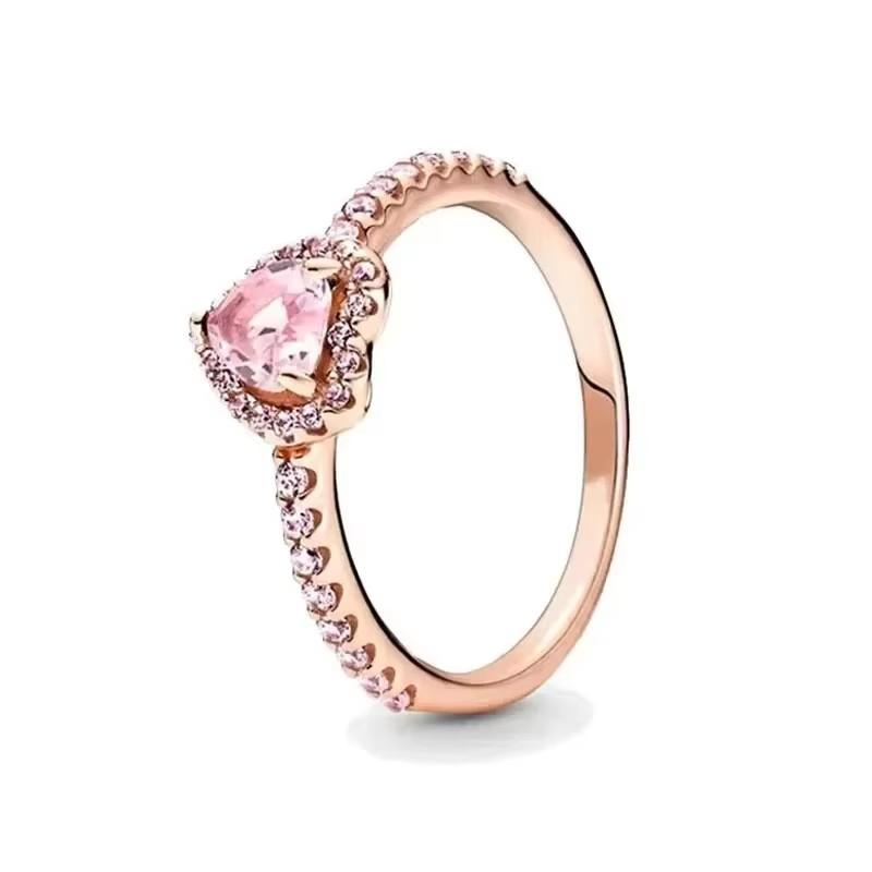 Modeschmuck 925 Sterling Silber Klassischer Ring aus Roségold Glänzender Kronen-Charm-Ring Exquisites Geburtstagsgeschenk für Damen 8 weiß