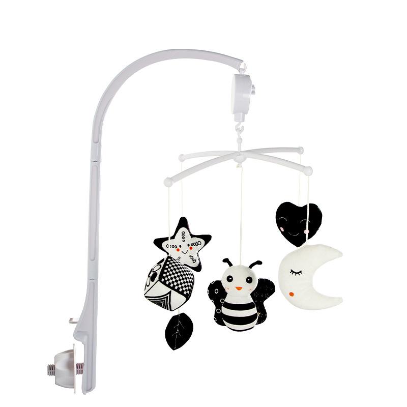 Spieluhr mit Tiermotiv, schwarz-weiß, Bettglocke, Spielzeug, Babybett, Rasseln, Babyspielzeug, 0–12 Monate, Uhrwerkspielzeug, Mobile, Neugeborenenspielzeug