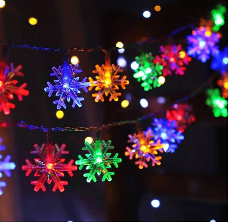 1 Stück Schneeflocke LED-Leuchten Weihnachtsdekoration Zuhause Weihnachtsbaum Hängegirlande Weihnachtsdekoration LXY 1.5M 10LED bunt