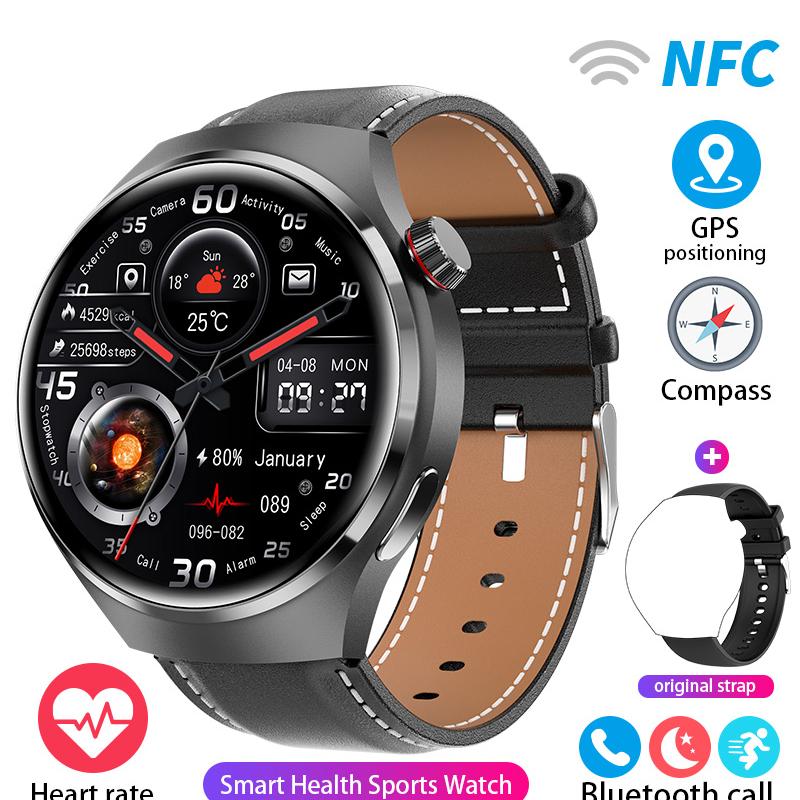 NFC Smartwatch Herren Uhr 4 Pro AMOLED HD Bildschirm Herzfrequenz Bluetooth Anruf IP67 Wasserdicht SmartWatch 2024 Neu GT4 Pro
