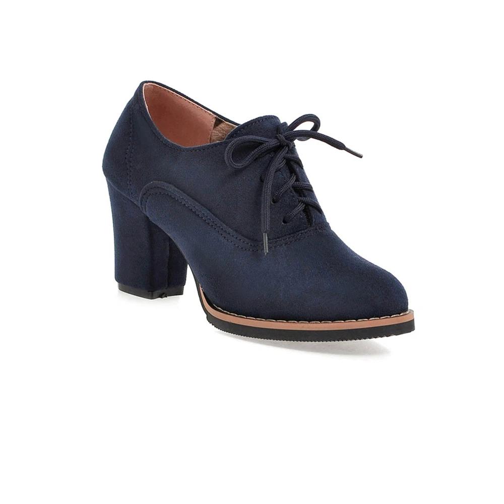 Mode Hohe Qualität Neu Wildleder Quadratischer Absatz Damen Pumps Mode Elegant Damen Herbst High Heels Büroschuhe Arbeitsschuhe Übergröße 32-43 32 blau
