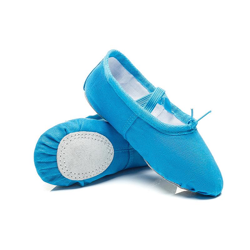 Leinwand Tanz Schuhe Weiche Sohle Übung Mädchen Katze Klaue Schuhe Gymnastik Yoga Schuhe Kinder Ballett Tanz Schuhe 26 see-blaue