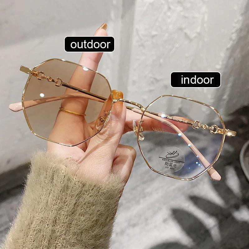 Damen Smart Color Shift Minus Dioptrien Brille Outdoor Color Shift Sonnenbrille Stilvolle Kurzsichtigkeit Korrekturglas Brille -2.0