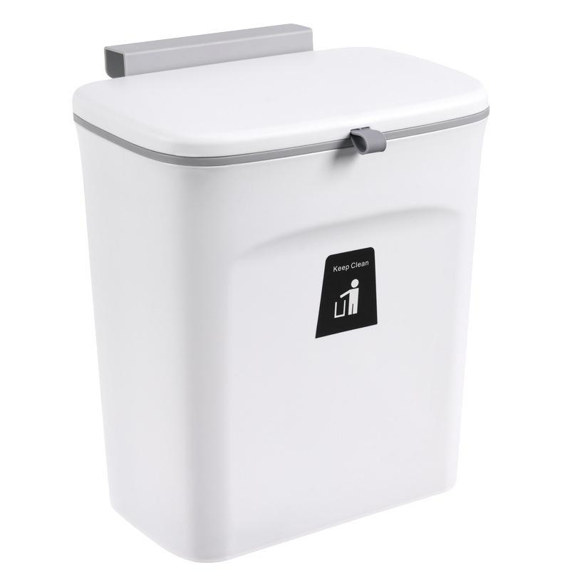 7L/9L Wandmontierter Mülleimer mit Deckel, Mülleimer, Küchenschranktür, hängender Mülleimer, Auto-Recycling-Mülleimer 9L weiß