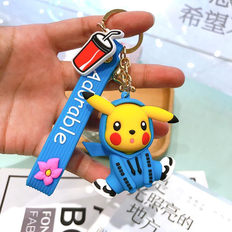 Anime-Schlüsselanhänger, niedlicher Silikon-Schlüsselanhänger, Autoschlüssel, Tasche, Schmuckstück, Schlüsselanhänger, Kinderspielzeug, Frauen, Männer, Geschenk blau