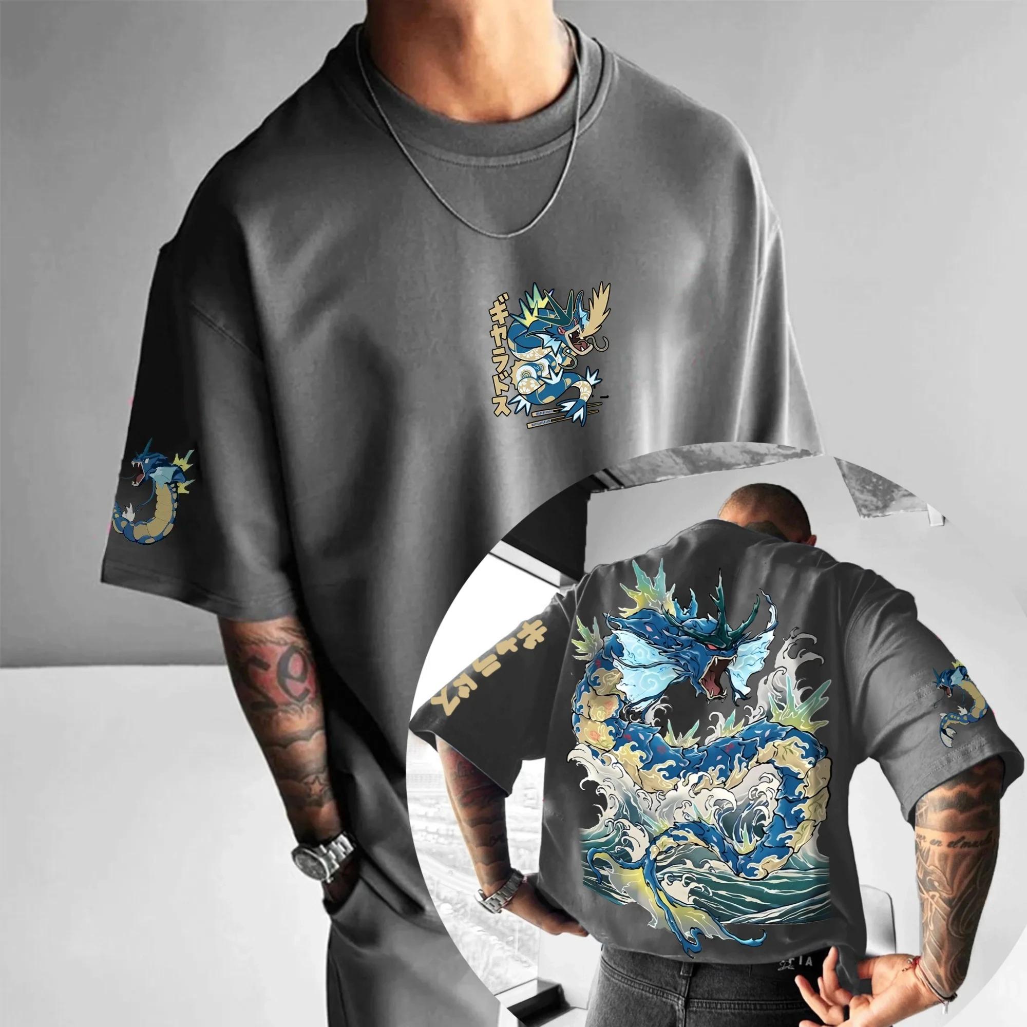 Pokémon Animations-Derivate Gyarados Druck Herren und Damen Sommer Mode Street T-Shirt Hoodie Shorts und Jogginghosen L