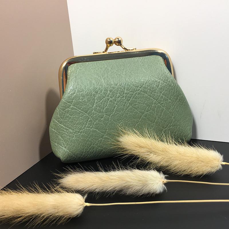 Vintage-Geldbörse für Damen, kurze Geldbörse, Schnalle, Münztasche, Wechseltasche hellbraun