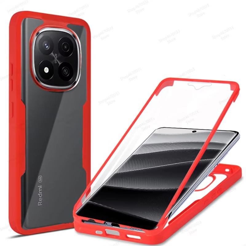 360° Vollschutz Handyhüllen für Xiaomi Redmi Note 14 13 12 11 Pro Plus 14S Stoßfeste Hülle für Xiaomi Redmi Note 12S 11S 10S Note 14 5G rot