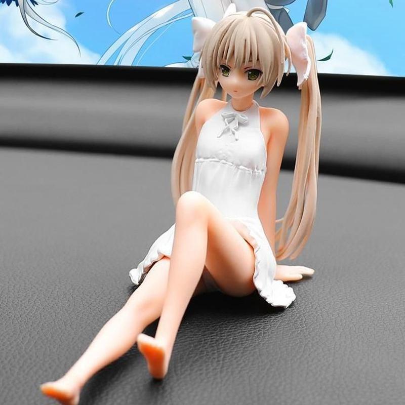 Fate Of The Sky Dome Girl handgefertigte sitzende Modellauto-Ornamente weiß