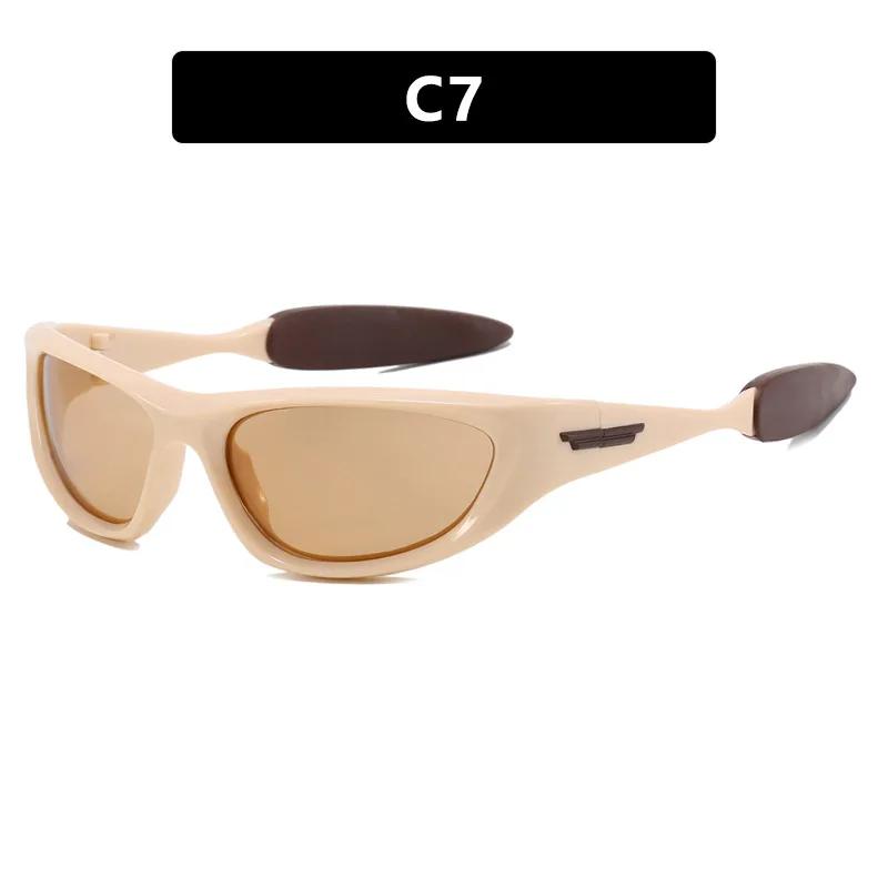 Y2K Outdoor Sonnenbrille Technologie-inspiriert Konkav Personalisiert geformte Sonnenbrille Sport/Mode Dressing Premium beige