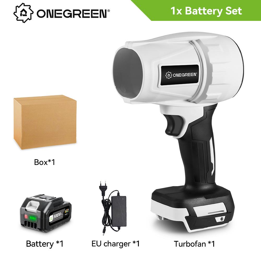 ONEGREEN 2000 W bürstenloser elektrischer Turbo-Gebläse-Jet-Ventilator, 200 m/s, Hand-Luftgebläse, heftiges Blaswerkzeug für Makita 18 V-Batterie 1 588VF Battery Se