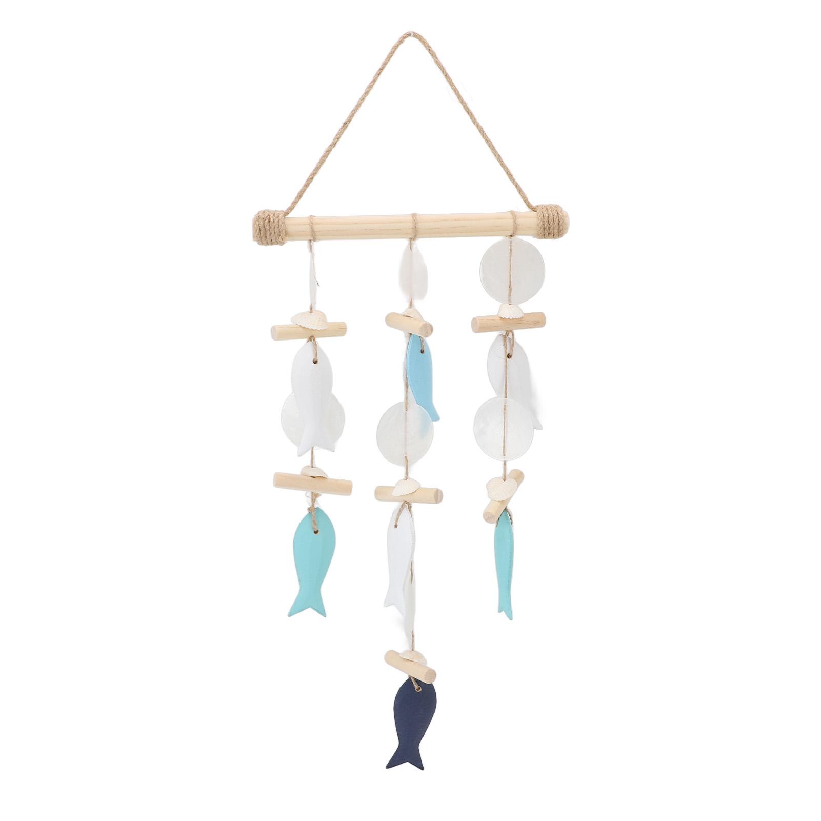 Fisch Windspiel Meeresthema Wandbehang Dekor Massivholz Hanfseil Muschel Fisch Glockenspiel für Zuhause