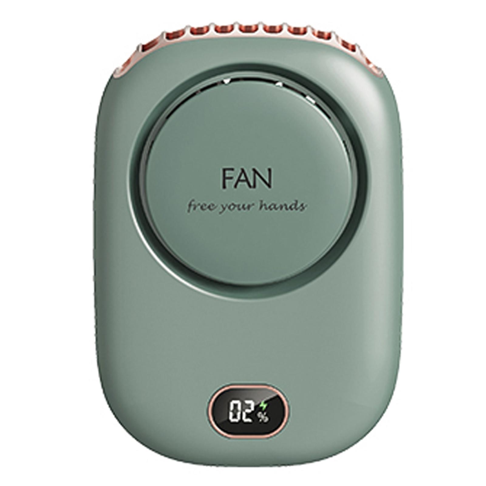 Tragbarer Halsketten-Ventilator, Mini-Ventilator, Nackenbügel-Ventilator, wiederaufladbar über USB, leiser 3-Gang-Handfrei-Ventilator für grün