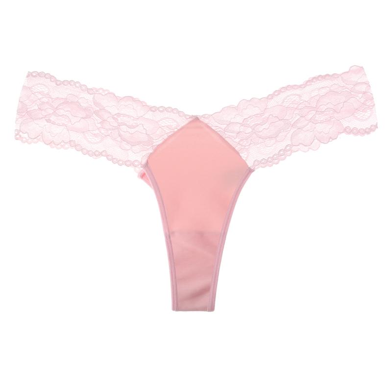 CINOON Frauen Sexy Spitze Höschen Low-taille Unterwäsche Tanga Weibliche G String Atmungsaktive Dessous Versuchung Transparent Dessous L rosa