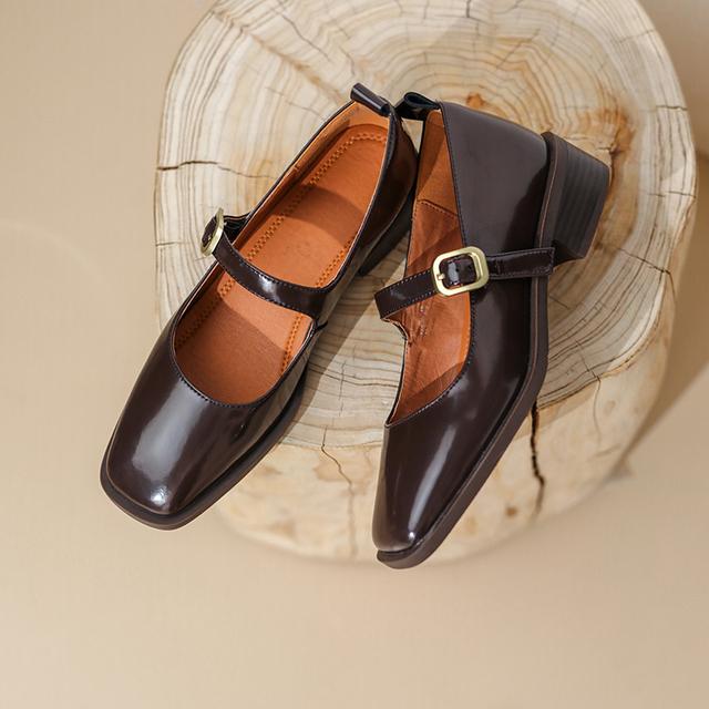 Neue Mode Split Leder Frauen Schuhe Karree Mary Jane Schuhe Für Frauen Schuhe Frauen Pumps Heels Für Frauen Schnalle 34