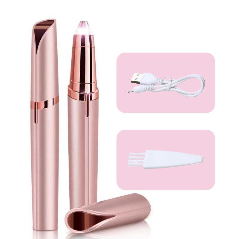 Elektrischer Augenbrauentrimmer für Damen, Augenbrauenformer, Bleistift, Gesichtshaarentferner für Damen, Augenbrauenrasierer, Taschenmesser USB charging style rose gold