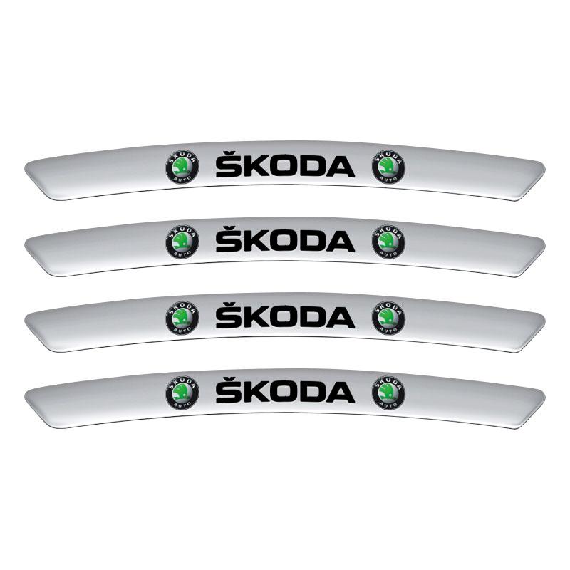 4 Stück Aluminium Auto Radnaben Emblem Aufkleber Reifen Felgen Dekor Aufkleber für Skoda SCALA Superb Octavia 2 3 A4 A5 Fabia Kamiq Kapoq Kodiaq Rapid silber