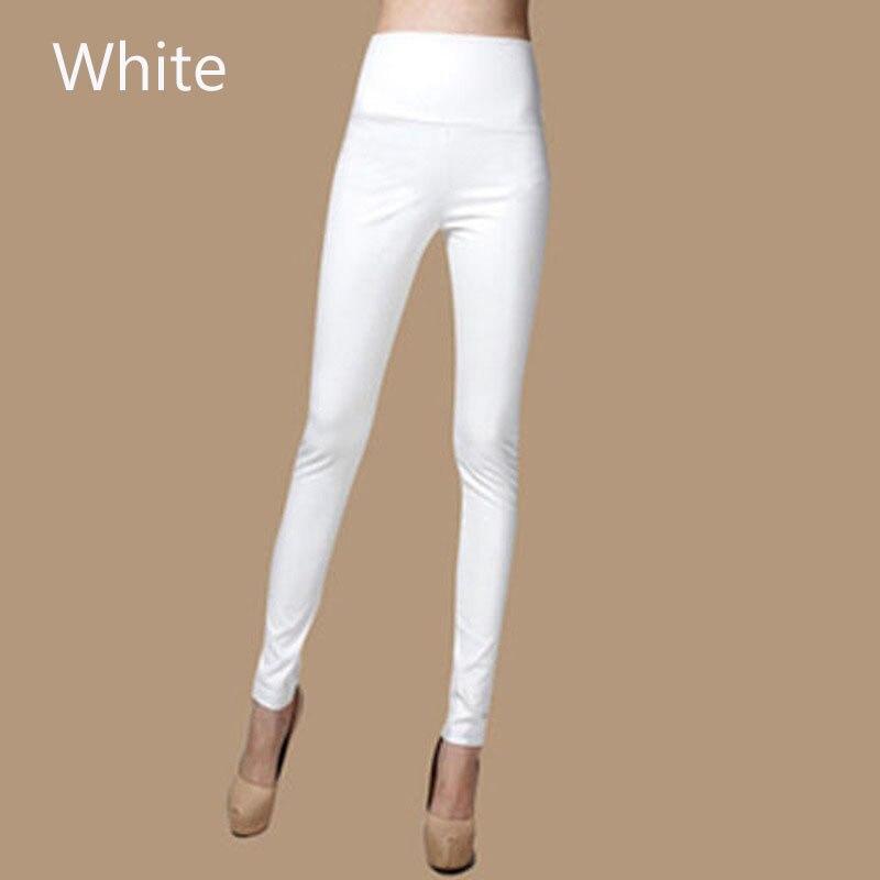 Sommer Y2K Elastische Stretch Faux Leder Bleistift Hosen Frauen Mode Samt PU Leder Hosen Weibliche Sexy Dünne Enge Hosen 7172 M weiß