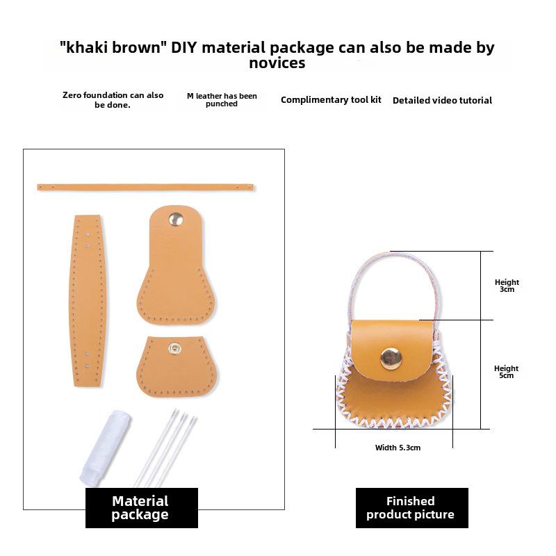 Mini Geldbörse für Münzen und Schlüssel aus echtem Leder - Handgefertigt DIY Koreanischer Casual-Stil