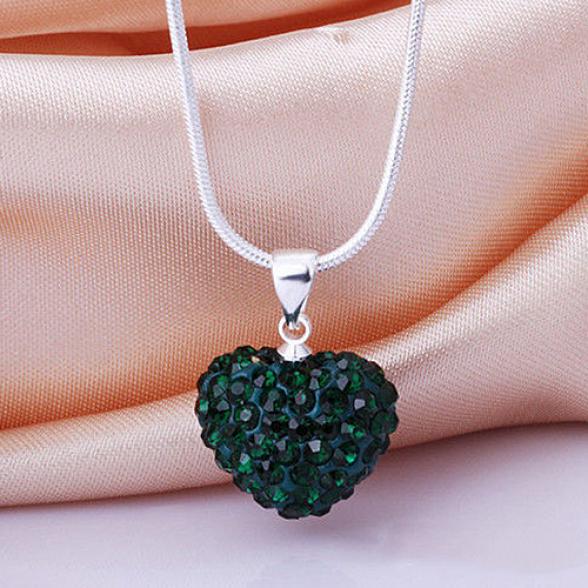 Orion Damen-Halskette mit Vogue-Kristallsteinen, Liebesherz-Anhänger, Halskette, Schmuck One Size dunkelgrüne