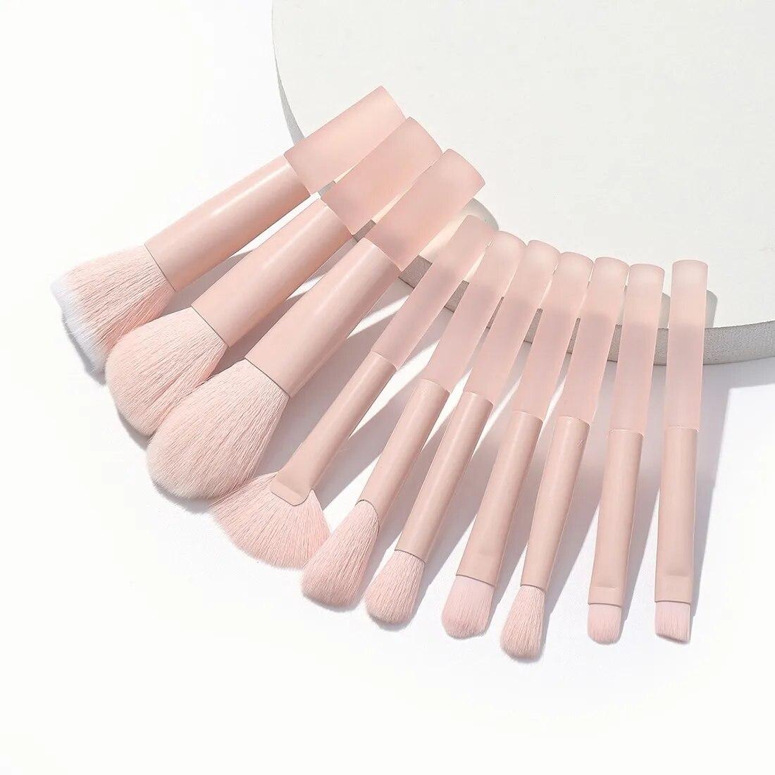 10 Teile/satz Rosa Weichen, Flauschigen Make-Up Pinsel Set Kosmetik Foundation Erröten Pulver Pinsel Lidschatten Pinsel Make-Up-Tool 10pcs