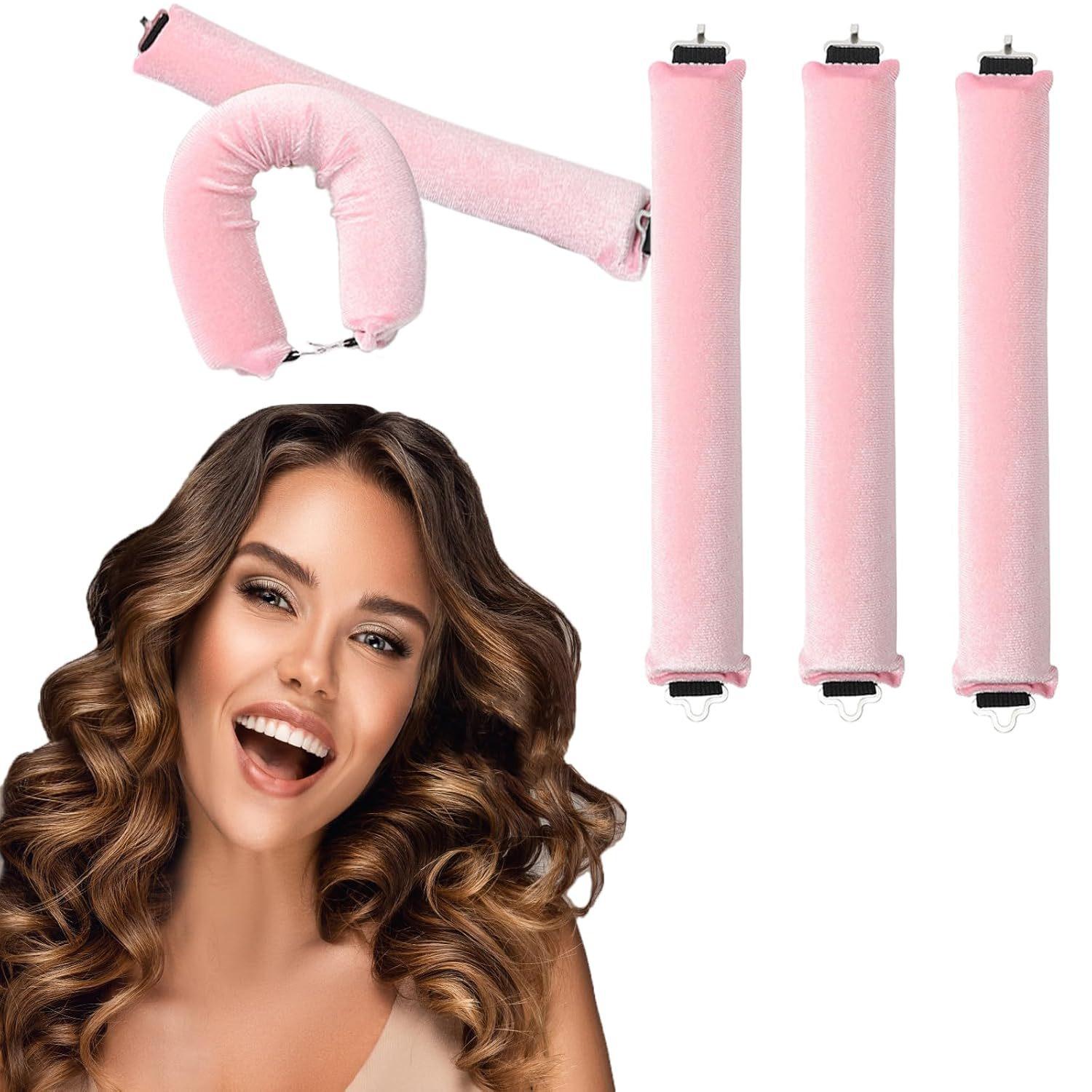 4/3/1 STÜCKE Haar-accessoires Heatless Curls Schönheit Frauen Lockenprodukte Lockenwickler Gummi Curling Schlaf Friseur Werkzeuge Haarschaumwickler 4PCS rosa