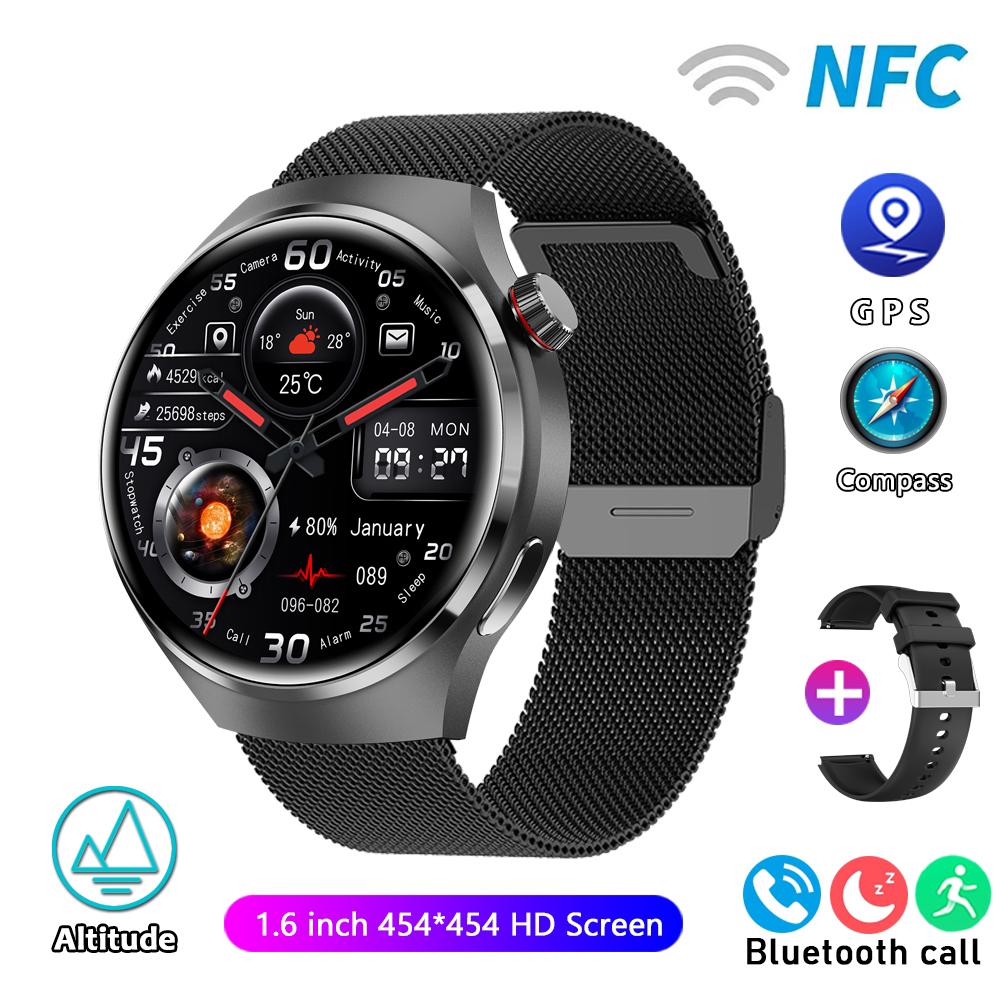 2025 Neue Uhr Pro GPS NFC Smartwatch Herren 360*360 AMOLED-Bildschirm Herzfrequenz Bluetooth-Anruf IP68 Wasserdicht Herren Smartwatch Mesh belt schwarz