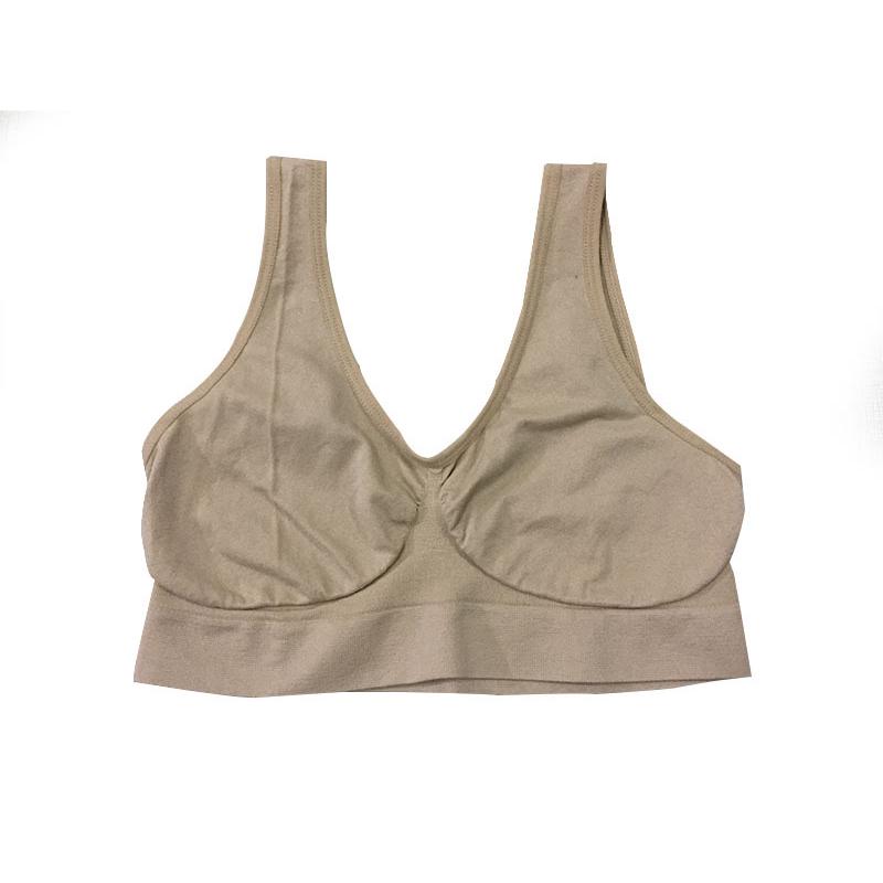 Damen-Sport-BH ohne Brustpolster oder Stahlringe, einfarbig, großes Tank-Top, einlagig, ohne Brustpolster, BH, Damenunterwäsche 3X apricot