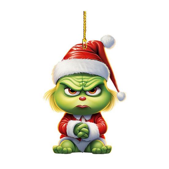 Weihnachten Hängende Ornamente Weihnachten Baum Anhänger Nette Acryl Grüne Puppe Dekoration für Festliche Hause Wand 3