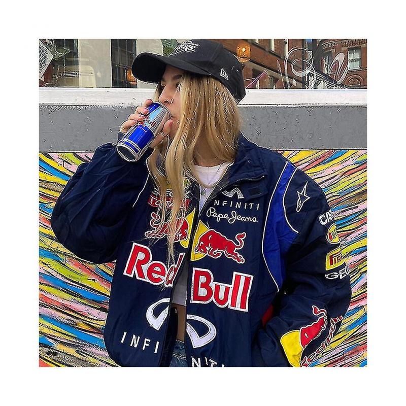 Rion Racing Jacke Vintage, Bomberjacke Print, F1 Streetwear Jacke Y2k XL