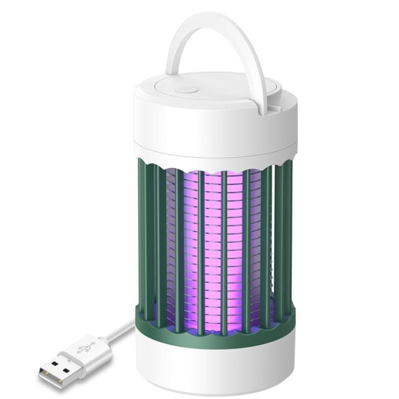 Anti Mücken Lampe Elektroschock Mückenvernichter Lampe Insektenfalle USB-Anschluss Schädlingsbekämpfung Mit Haken Aufhängbar Für Zuhause Camping Green-USB Direct(1 modes)