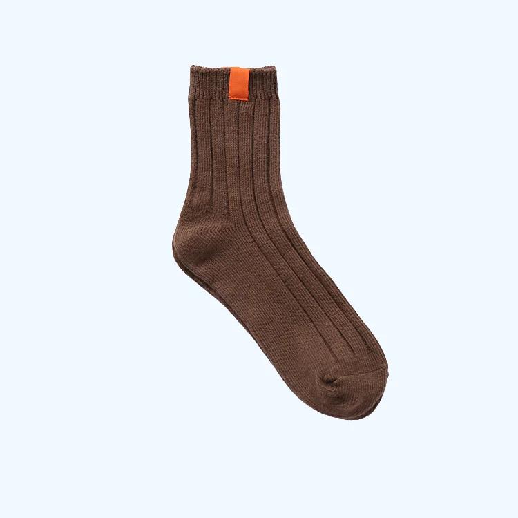 Klassische Socken für Damen, 200 Nadeln, Baumwoll-Strickripp, einfarbig, 10 Arten von 4 Jahreszeiten, Basic Daily Damen-Socken, 2023, neue Bootie One Size 23-25 cm kaffeebraun