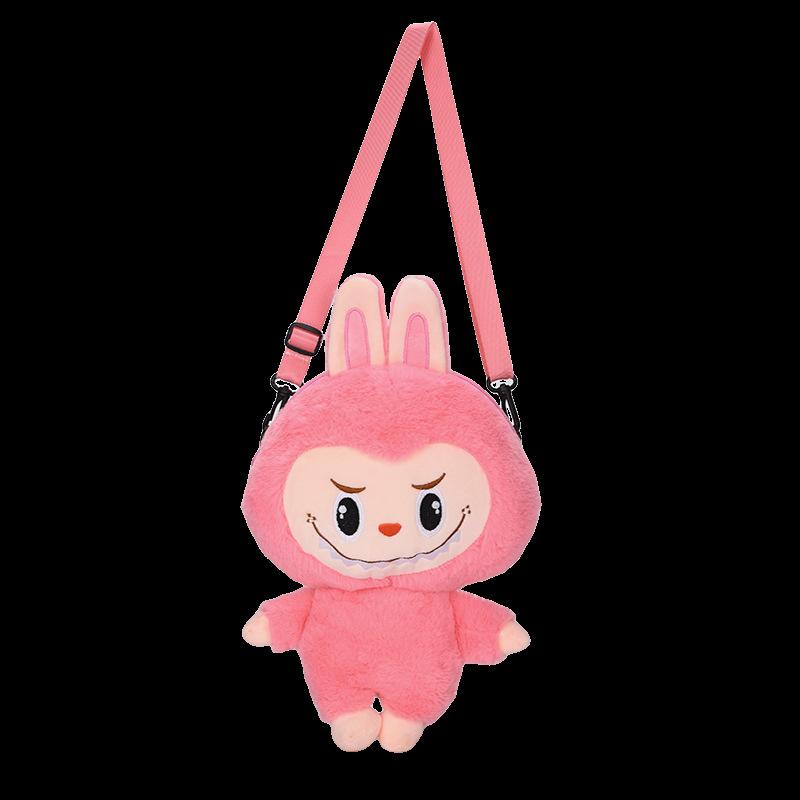 Cartoon Kinder Tasche Herbst und Winter Stoff Plüsch Kleine Schultasche Spielzeug Plüschpuppe Kreative Schultasche rosa