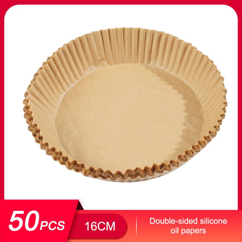 50 Stück 16 cm Pergamentpapierteller für die Luftfritteuse braun