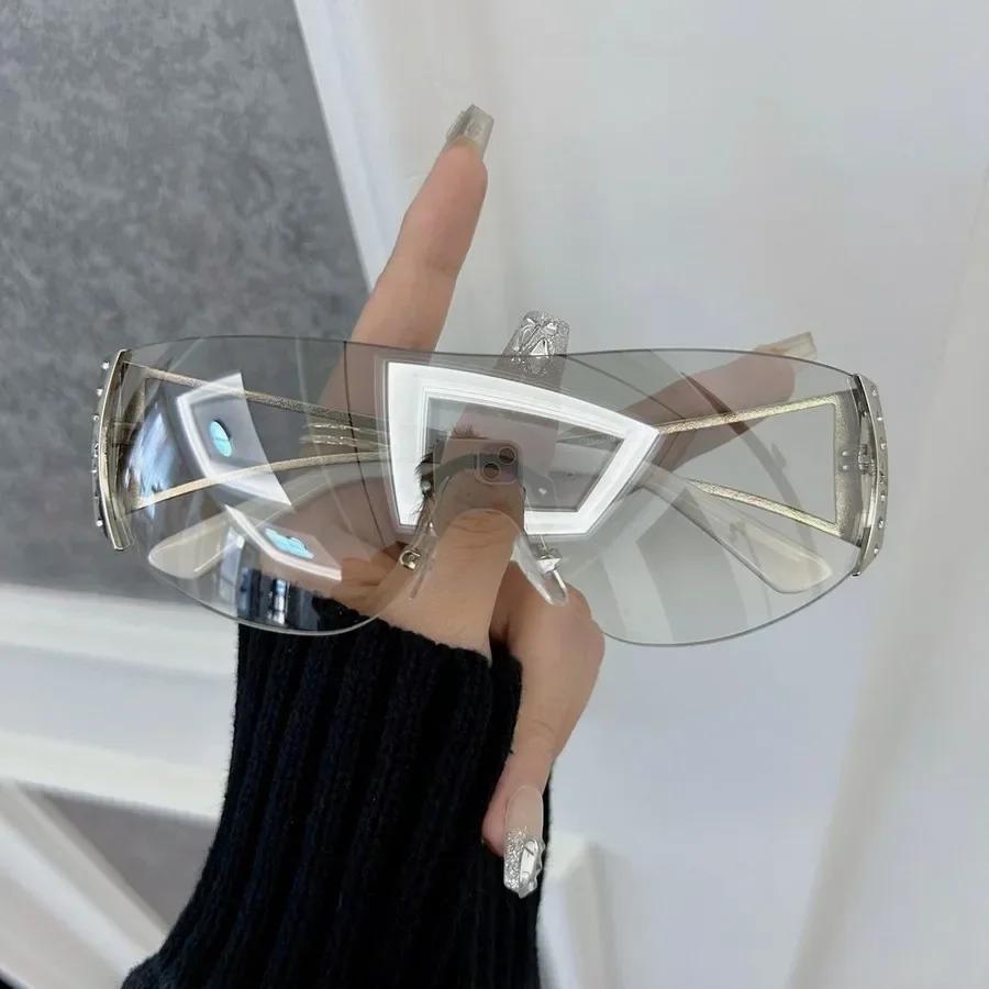 Einzigartige quadratische Sonnenbrille für Damen und Herren, randlos, Sonnenbrille für Damen und Herren, Designer, Klassisch, Reise, Outdoor, Oculos De Sol Other gray